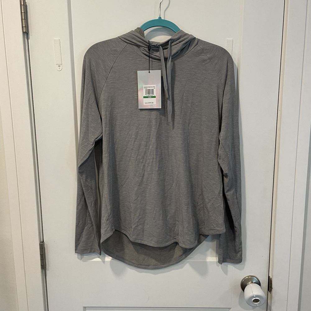 UNDER ARMOUR Athlete Recovery Heather Gray Large Shirt Women Pullover Hooded